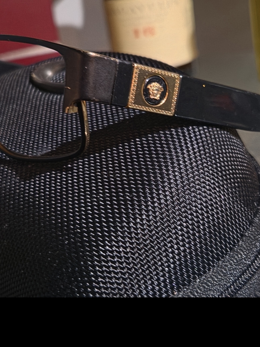 Versace Black and Gold Men's Toiletry / Accessory Case with Medusa Accent